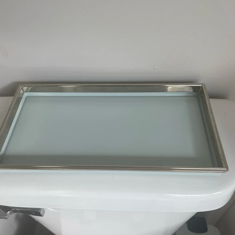 Restoration Hardware enamel vanity tray and soap dish set